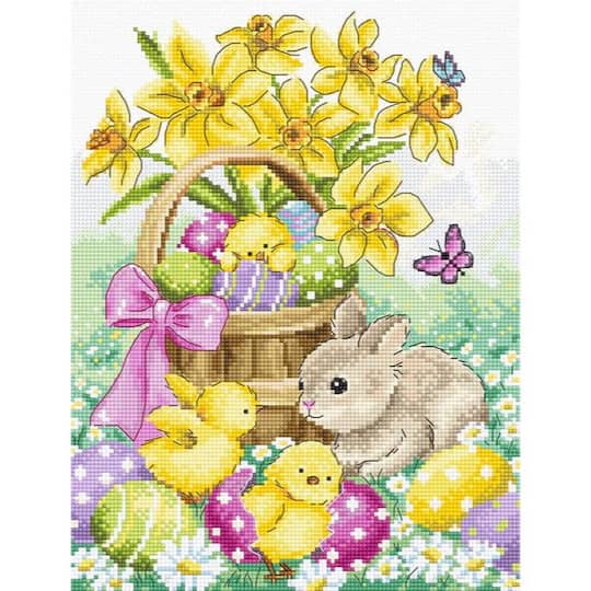 Letistitch Counted Cross Stitch Kit Easter Rabbit and Chicks